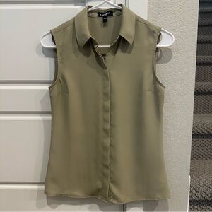 Express Green Sleeveless Button Up Portofino Blouse with Collar Tank Top XXS